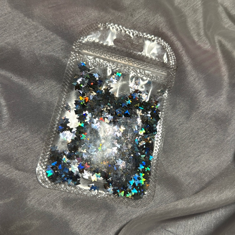 Holographic Butterfly nail art